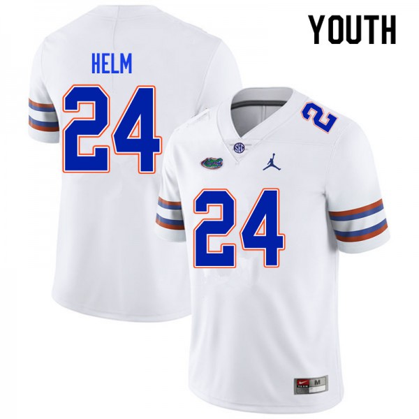Youth #24 Avery Helm Florida Gators College Football Jersey White